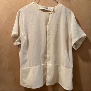Vintage Women’s sheer cream peplum top CHAUS brand size 14
